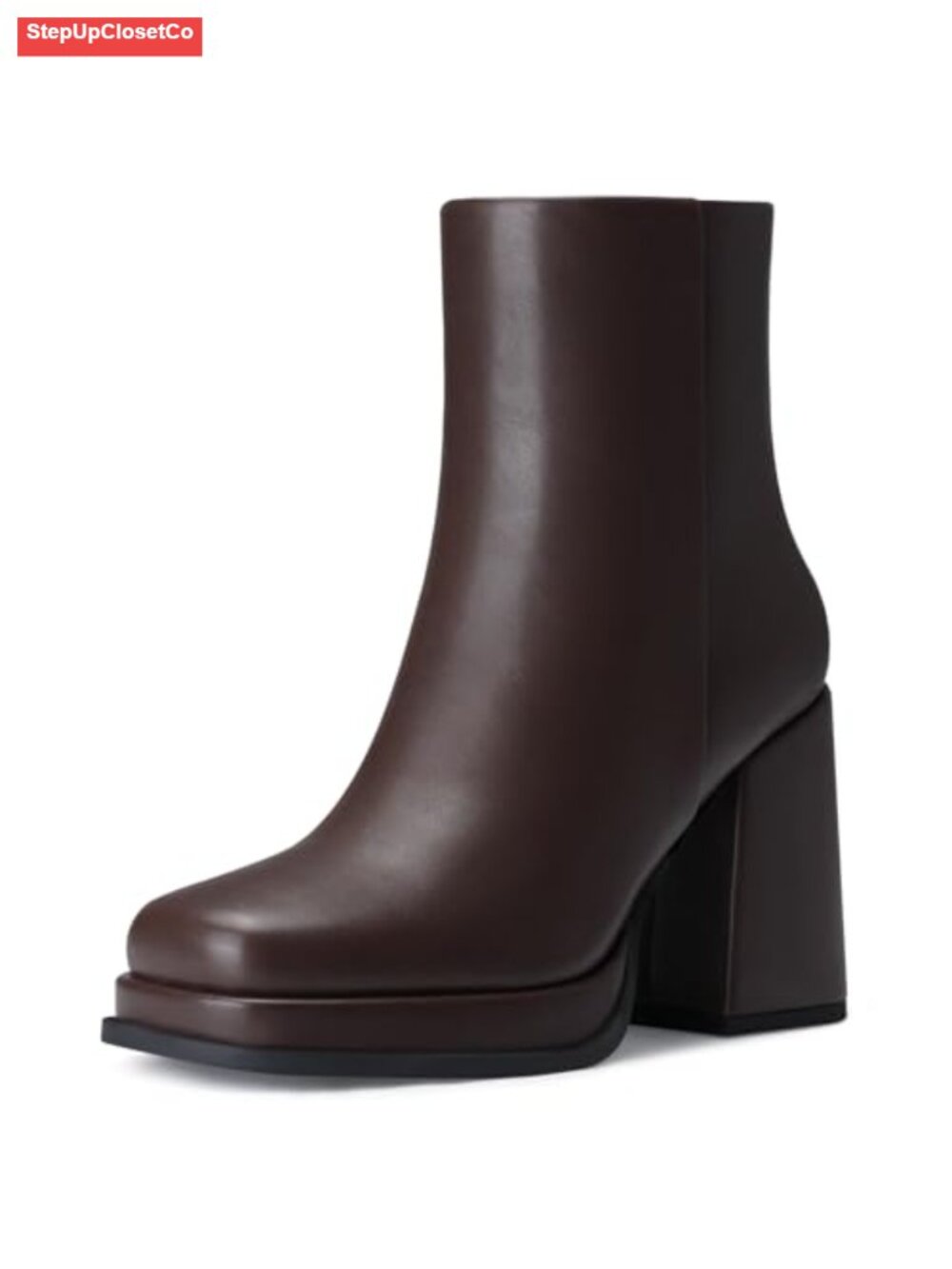 Women's Platform Ankle Boots Chunky High Heel PU Leather Booties